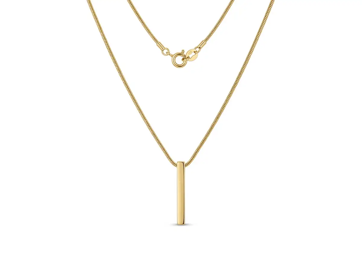 Collana in Oro Giallo 18k con Pendente Minimal a Barretta Verticale
