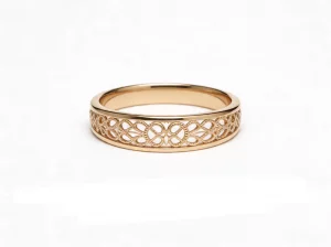 Anello a Fascia in Oro Giallo 18k con Lavorazione Traforata a Spirale