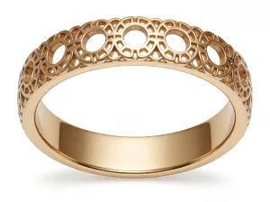Alternative view of Anello a Fascia in Oro Giallo 18k con Lavorazione Traforata a Spirale