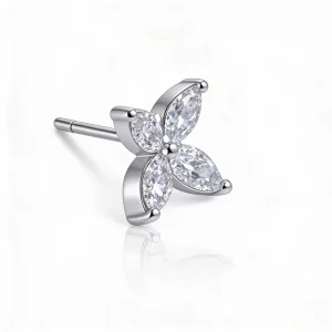 Orecchino a fiore in diamanti VVS oro bianco 18kt - immagine 3
