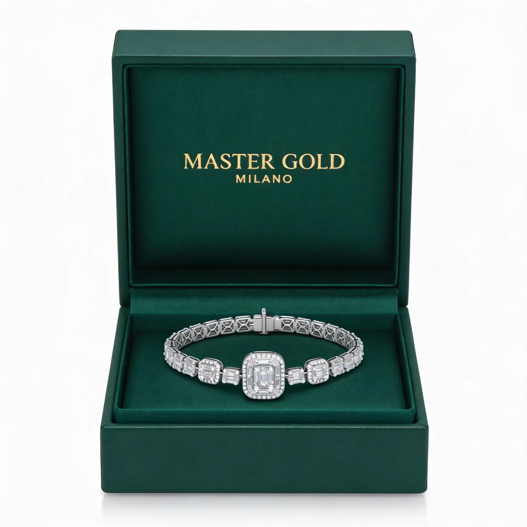Bracciale diamanti VVS oro bianco con maglie a halo - immagine 6