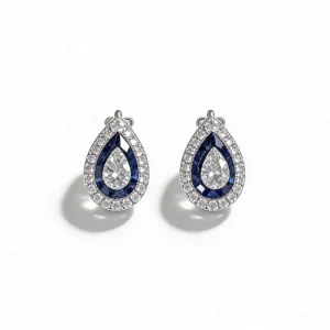 Orecchini diamanti VVS oro bianco e zaffiri blu a goccia