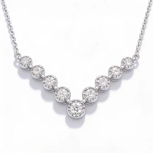 Collana a V in Diamanti e Oro Bianco 18kt