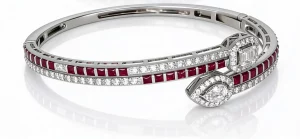 Bracciale diamanti VVS oro bianco e rubini Serpente - immagine 4
