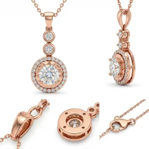 Alternative view of Collana Stelle Oro Rosa 18k con Pendente di Diamanti