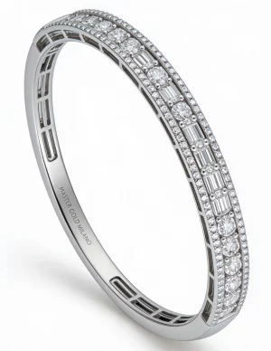 Alternative view of Bracciale a Fascia in diamanti VVS oro bianco 18K