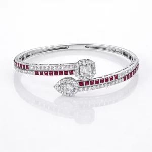 Bracciale diamanti VVS oro bianco e rubini Serpente - immagine 3
