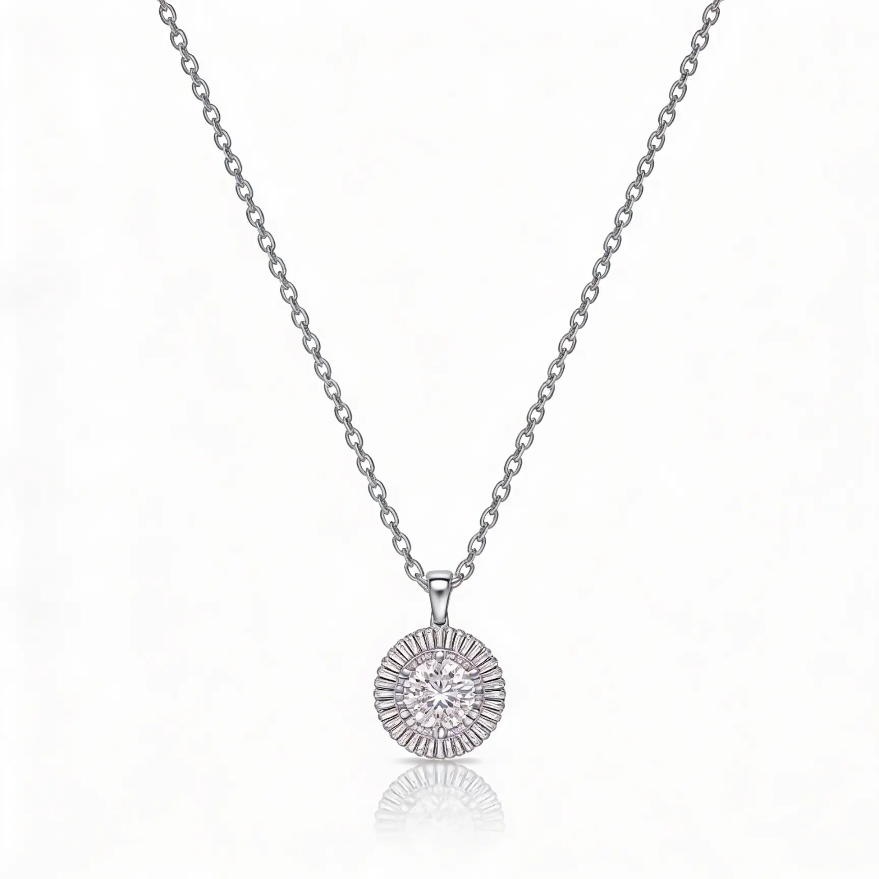 Collana Sole di Cristallo in Oro Bianco e Diamanti VVS - immagine 2