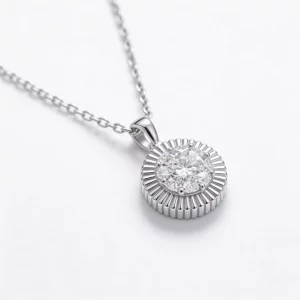 Collana Sole di Cristallo in Oro Bianco e Diamanti VVS