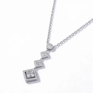 Collana Castoni Quadrati in Diamanti e Oro Bianco 18k