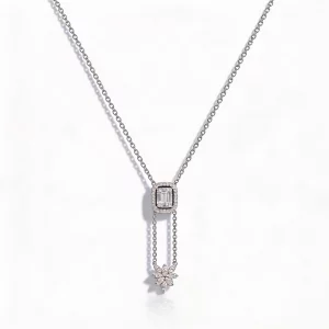 Collana Saliscendi in Diamanti e Oro Bianco 18k