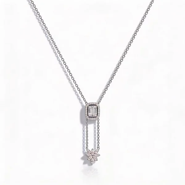 Collana Saliscendi in Diamanti e Oro Bianco 18k