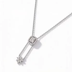 Alternative view of Collana Saliscendi in Diamanti e Oro Bianco 18k