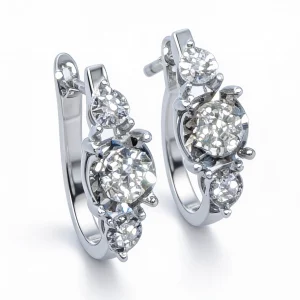 Alternative view of Orecchini Scintillante Abbraccio in Oro Bianco 18kt e Diamanti VVS